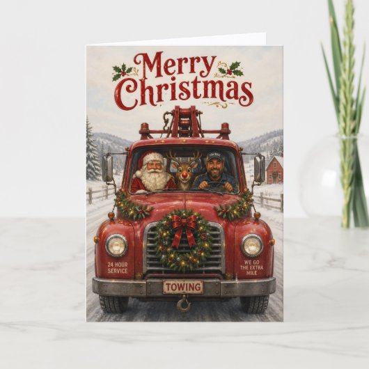 レッカー車の事業者向けクリスマスカード シーズンカード (正面)