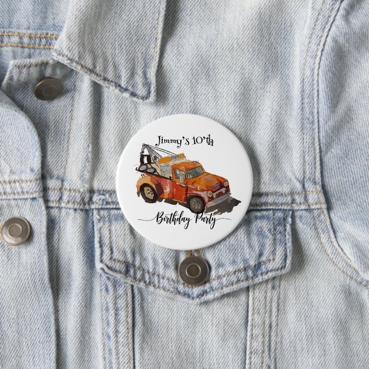レッカー車の男の子の誕生日パーティー 缶バッジ (インサイチュ)