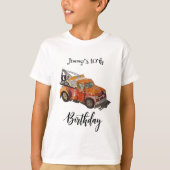 レッカー車の男の子の誕生日パーティー Tシャツ (正面)