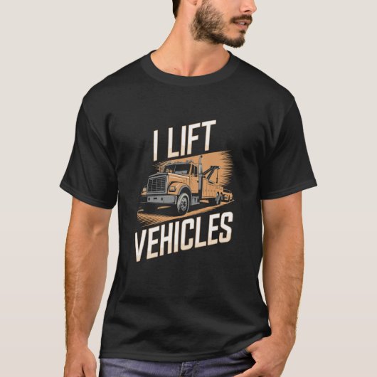 レッカー車の運転師のための自動車牽引トラックの運転デザイン Tシャツ (正面)