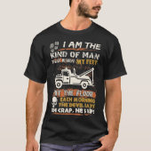 レッカー車の運転者衝突床の悪魔は彼があることを言います Tシャツ (正面)