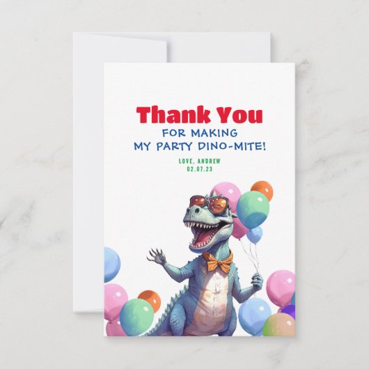 レックスおもしろい恐竜誕生日ありがとう写真 サンキューカード (正面)