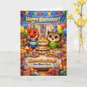 レックスとフートの誕生日お祝いカード カード (黄色い花)
