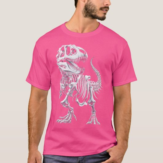 レックス骨格恐竜の骨かご化石の恐竜 Tシャツ (正面)