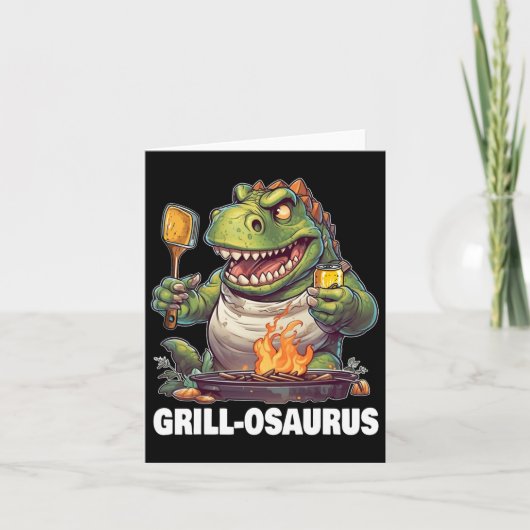 レックス BBQ 恐竜 面白い 父の日 グリル カード (正面)