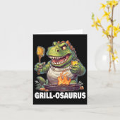 レックス BBQ 恐竜 面白い 父の日 グリル カード (黄色い花)