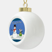 レックスTVテリアレックスと雪だるまオーナメント セラミックボールオーナメント (右)