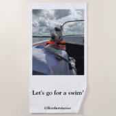 レックスTVテリア"水泳のためのLets.go!" ビーチの牽引 ビーチタオル (正面)