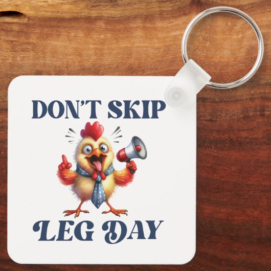 レッグデイチキンをスキップしなおもしろいい キーホルダー (裏面)