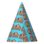 レッサーパンダくまの青の水玉模様 パーティーハット (裏面)