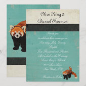 レッサーパンダとフクロウのウェディング招待状 招待状 (正面/裏面)