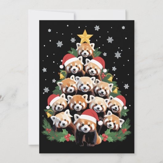 レッサーパンダのクリスマスツリー 面白い動物 シーズンカード (正面)