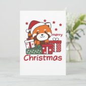 レッサーパンダのクリスマスプレゼント　冬のレッサーパンダ シーズンカード (スタンド正面)