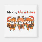 レッサーパンダのクリスマスレッドパンドラ(PANDA)メリークリスマス等 マグネット (正面)