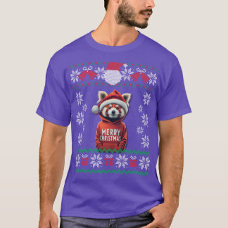 レッサーパンダのクリスマス ダサいデザイン メリーXmas ファミリー Tシャツ