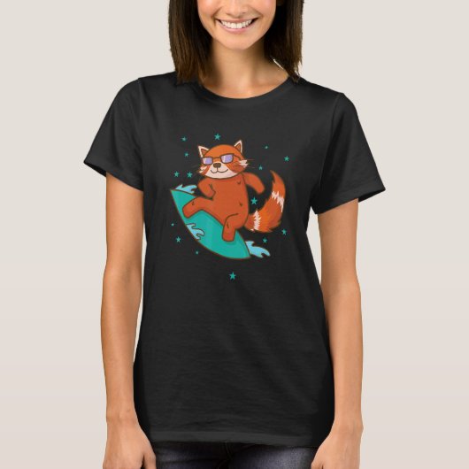 レッサーパンダのサーフィン Tシャツ (正面)