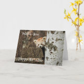 レッサーパンダのハッピーバースデー カード (黄色い花)