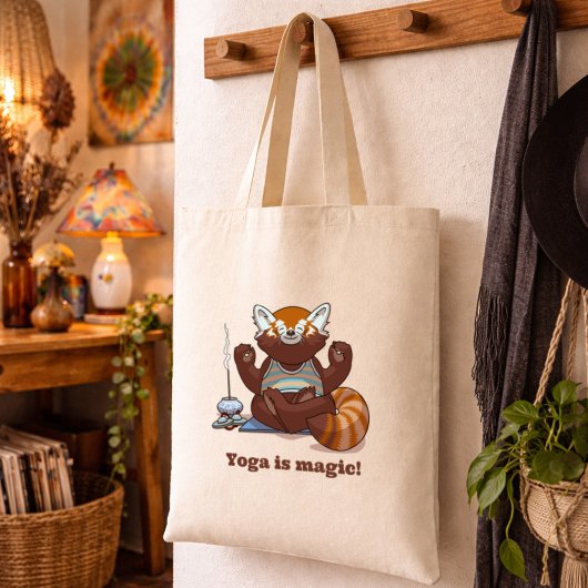 レッサーパンダのヨガは魔法！動物瞑想アート トートバッグ