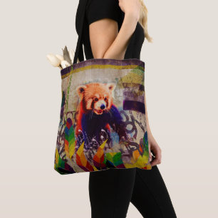 レッサーパンダの抽象芸術のヴィンテージのポップアートの構成 トートバッグ