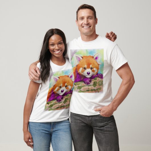 レッサーパンダの水彩画風切手Tシャツ Tシャツ (ユニセックス)