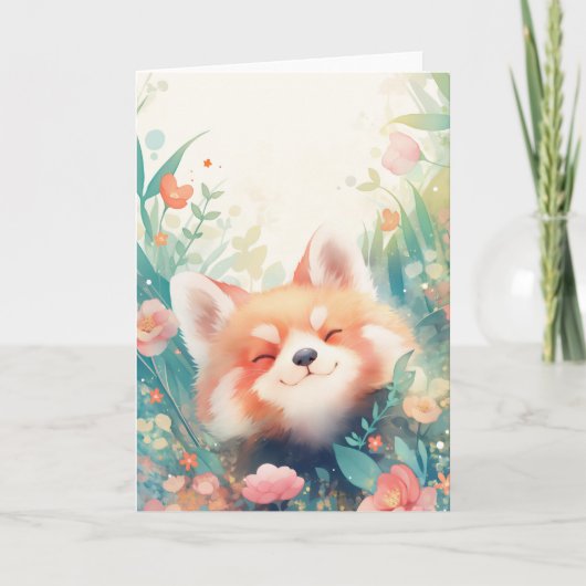 レッサーパンダの花畑 カード (正面)
