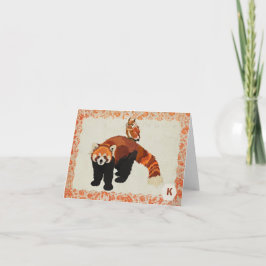 レッサーパンダ及びフクロウのモノグラムNotecard ノートカード