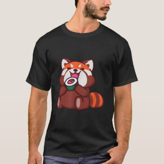 レッサーパンダ寿司を食べる動物アライグマ食べ物 Tシャツ