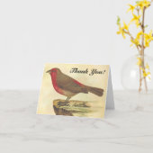 レッジに立つ鳥「ありがとう！」 カード (黄色い花)