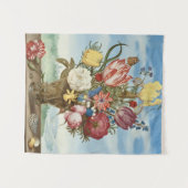 レッジに花の花束 タペストリー (正面(横))