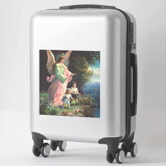 レッジ保護近くの守護天使の子供 シール (スーツケース)