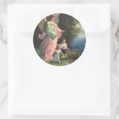 レッジ保護近くの守護天使の子供 ラウンドシール (バッグ)