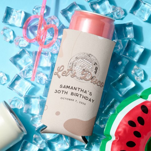 レッスディスコ30th誕生日レトロGroovy 70s カスタム スリム缶クーラー (インサイチュ 夏)