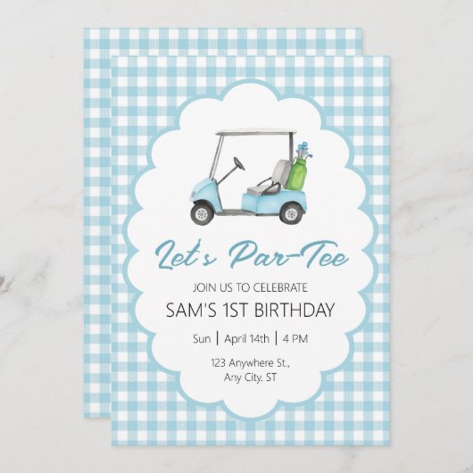 レッスパー – ティーゴルフ誕生日パーティーの招待 招待状 (正面/裏面)