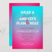 レッスフラミングルサマープールバチェロレッテピンク 招待状 (正面/裏面)