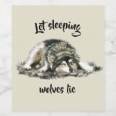 レッスリーピングウルブズライウォーターカラーウルフ引用文 ワインラベル (シングルラベル)