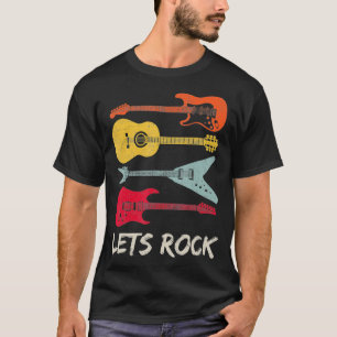 レッスロックンロールギターレトロギフト男性女性 Tシャツ