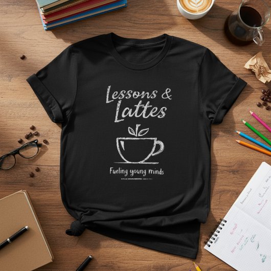 レッスンとラテの先生デザイン - コーヒーを愛する先生 Tシャツ