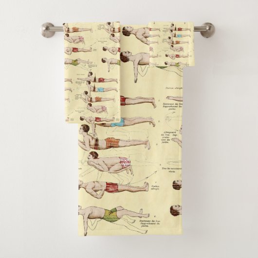 レッスンを泳ぐおもしろいでフランスのなヴィンテージを泳ぐ方法 バスタオルセット (インサイチュ)