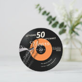 レッスンダンス50ピアノヴィンテージレコード誕生日 招待状 (スタンド正面)