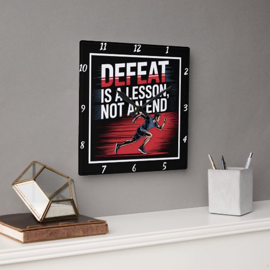 レッスンノーエンドランナー スクエア壁時計 (オフィス)