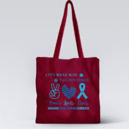 レッス衣服ブルーこの11月 – 糖尿病認識度 トートバッグ