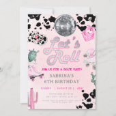 レッズガールズピ転がック女性のカーボーイ誕生日 招待状 (正面)