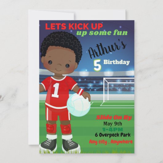 レッズキックアップ誕生日招待状カード (正面)