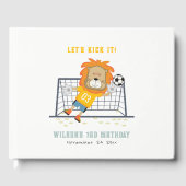 レッズキックライオンゴールキーパーサッカー子供の誕生日 ゲストブック (正面)