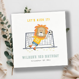 レッズキックライオンゴールキーパーサッカー子供の誕生日 スタンダードカクテルナプキン