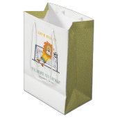 レッズキックライオンゴールキーパーサッカー子供の誕生日 ミディアムペーパーバッグ (正面アングル)