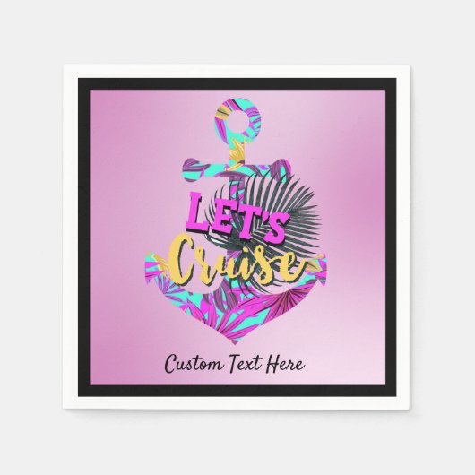 レッズクルーズセイル航海のボートいかりトロピカル スタンダードカクテルナプキン (正面)