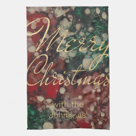 レッズグリーンのゴールズパーソナライズされたキッチン キッチンタオル (縦)