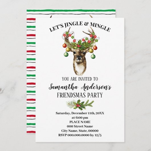 レッズジンルアンドミングフレンドマスクリスマスパーティー 招待状 (正面/裏面)