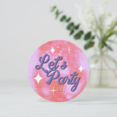 レッズパーティーディスコボール誕生日招待状 招待状 (スタンド正面)